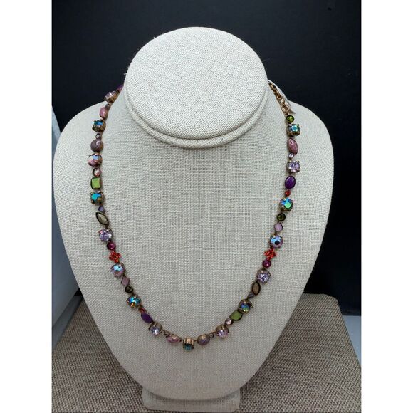 Sorrelli "Coneflower" Multi-Color Crystal Necklace - Handcrafted Statement Jewel - Picture 2 of 10